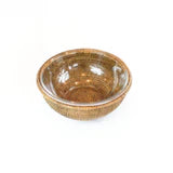 Bowl de vidro 28 cm com suporte em Rattan MAYA