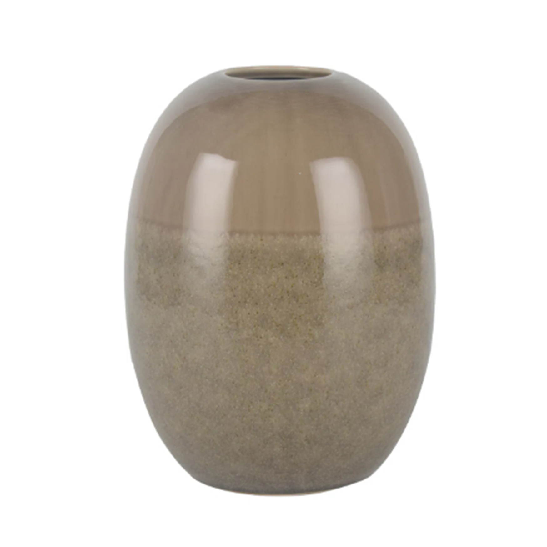 Vaso Oval Em Cerâmica Bege Grande