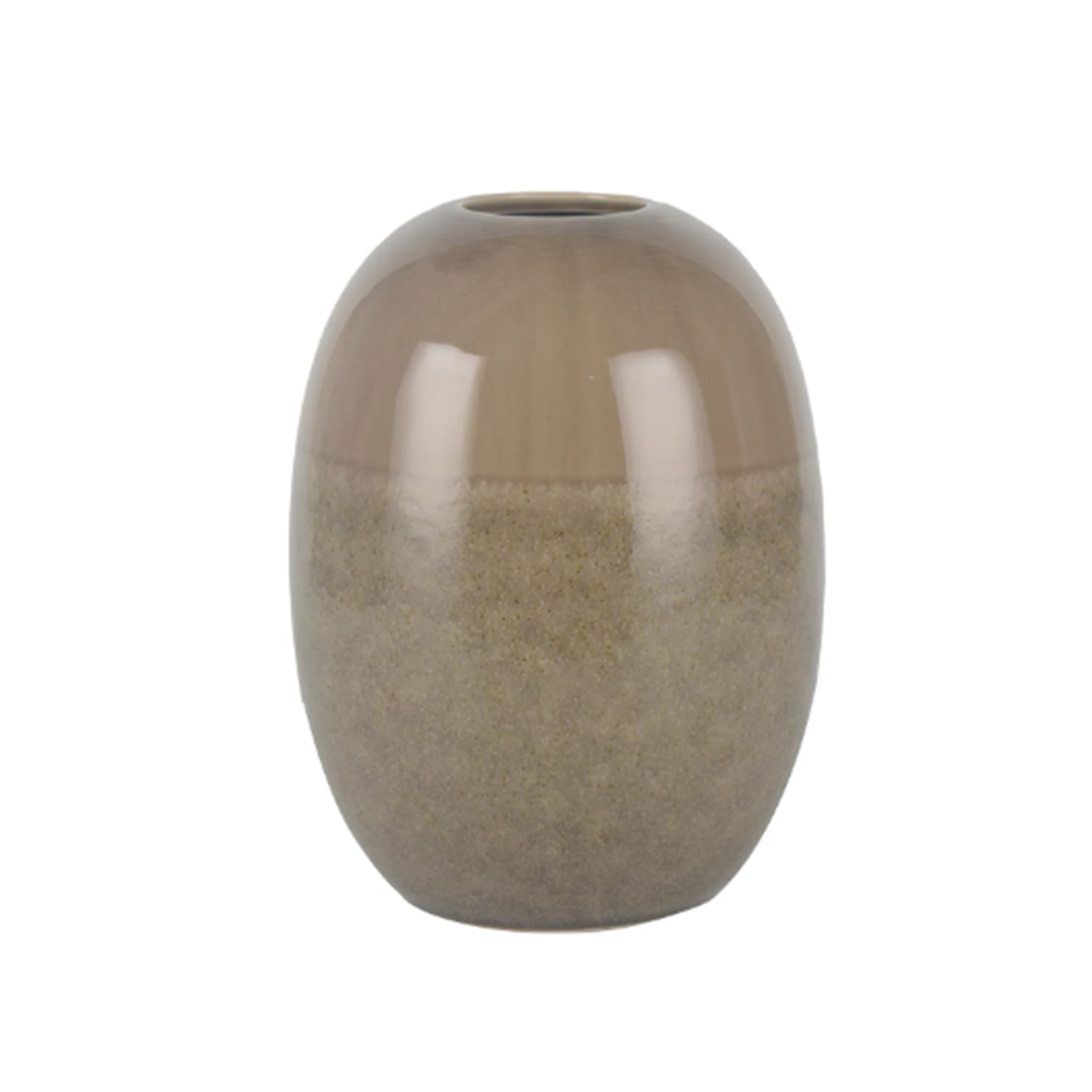 Vaso Oval Em Cerâmica Bege Pequeno