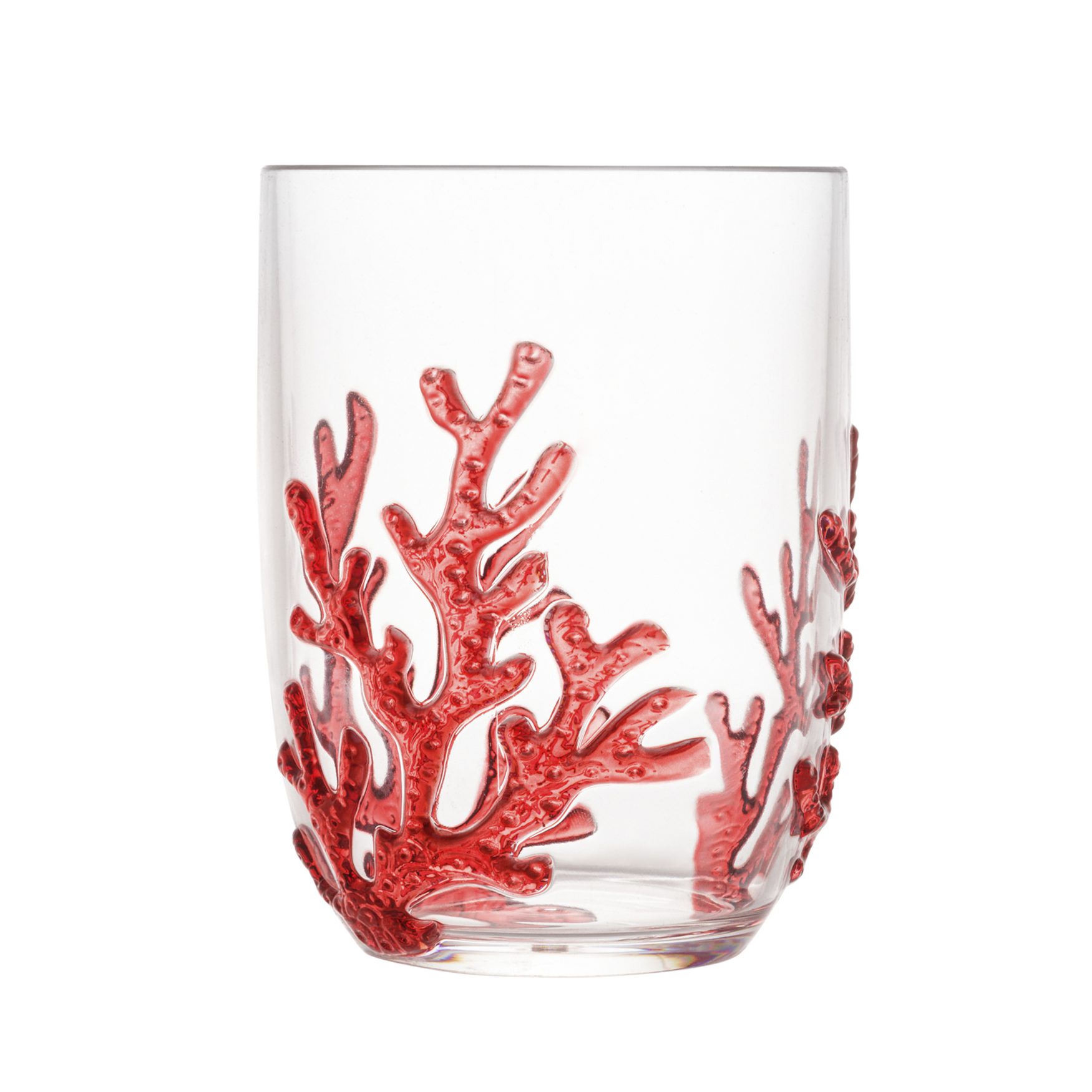 Copo Baixo Acrílico Coral Vermelho - Conjunto Com 6